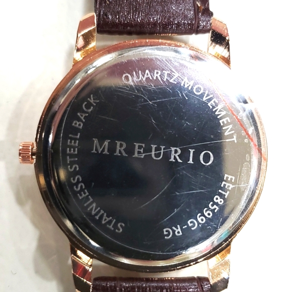 Mreurio watch NEW in box Men's rose gold faux Alligator brown leather strap - Picture 3 of 7